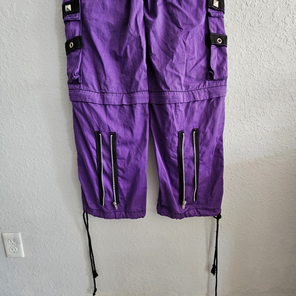 TRIPP NYC✖️Darkstreet Cuff Pants Purple/Black/Silver Metal Chained Cargo SMALL - Picture 5 of 15